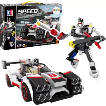 ostatní stavebnice Stavebnice 2v1 sportovní auto a robot, 341 dílků, bílá