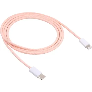 Datový kabel Synchronizační a nabíjecí kabel - USB-C - Lightning pro Apple zařízení - tkanička - 1m - růžový
