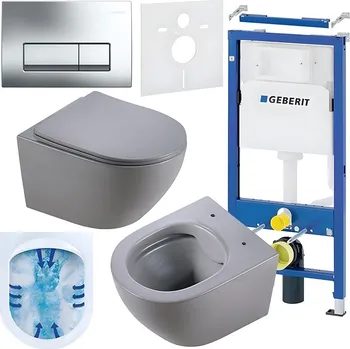 Klozet BPS-koupelny Podomítkový modul Geberit DuoFix s WC mísou MU-MTGR-RIM-03 + ovládací tlačítko Delta 50 chrom