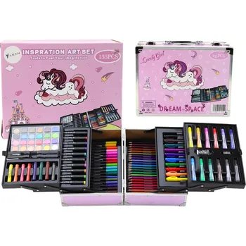 Výtvarná sada RKToys Umělecký kufřík pro děti s jednorožcem 133 dílů