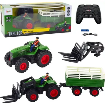 autíčko RC traktor s přívěsem a vidlemi 2.4 GHz