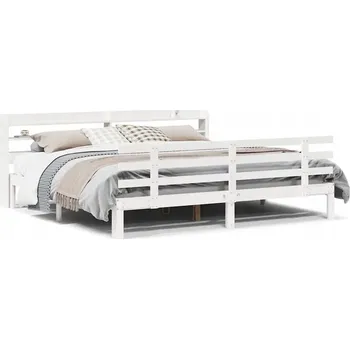 Postel Rám postele s čelem bez matrace bílý 200x200 cm