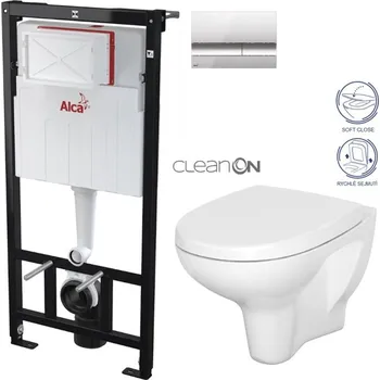 Předstěnový instalační systém s chromovým tlačítkem M1721 + WC CERSANIT ARTECO CLEANON + SEDÁTKO AM101/1120 M1721 AT1