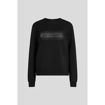 Dámské oblečení MIKINA KARL LAGERFELD LOGO RHINESTONE SWEATSHIRT BLACK