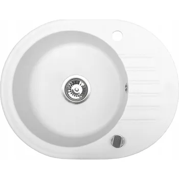 Granitový dřez Jednokomorový granitový dřez Brenor Came, bílý