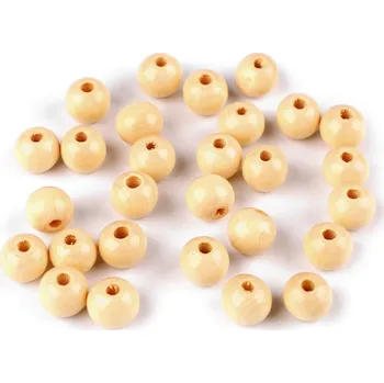 Dětské navlékací korálky Dřevěné korálky Ø10 mm, malé, 27 přírodní