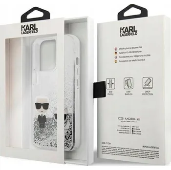 Pouzdro na mobilní telefon Zadní Kryt Karl Lagerfeld pro Apple iPhone 13 Pro Max stříbrný