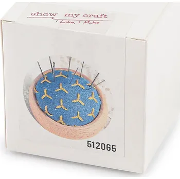 kreativní sada Kreativní sada na výrobu jehelníčku s dřevěným podstavcem, střední, 6 modrá