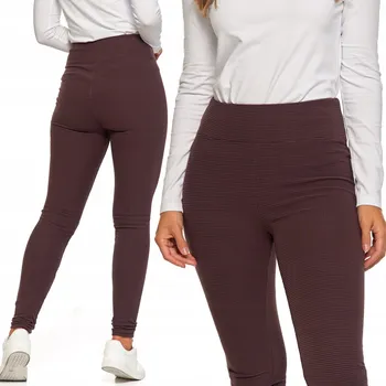 Dámské legíny Hnědé zateplené legíny Moraj klasického střihu s vysokým pasem, velikost L/XL