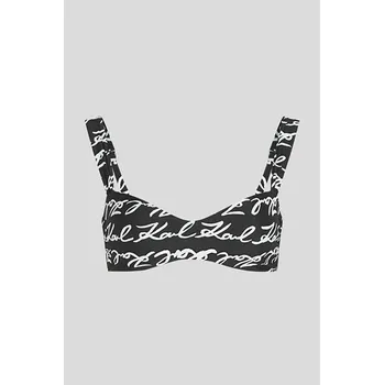 Dámské plavky PLAVKY KARL LAGERFELD KARL SIGNATURE AOP BIKINI TOP SIGNATURE-AOP-BLACK