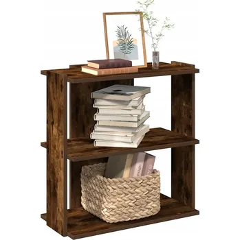 Knihovna 3-patrový regál na knihy, kouřový dub, 60x30x60 cm