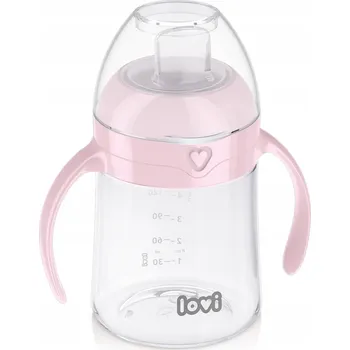 Kojenecká láhev Hrneček pro výuku pití Lovi růžový 150 ml s držátky, bez BPA