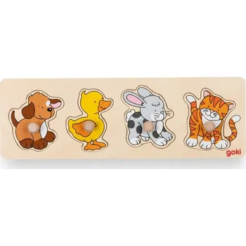 Dřevěná hračka PUZZLE DREWNIANE 4 ELE. UKŁADANKA Z DREWNA DŘEVĚNÉ FIGURKY S ÚCHYTY