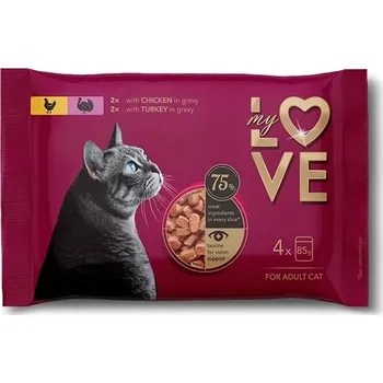 Krmivo pro kočku My Love mokré krmivo pro kočky s kuřetem Krůta 4x85g