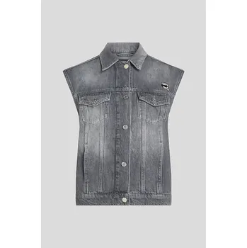 Dámská vesta VESTA KARL LAGERFELD IKON DENIM GILET WASHED LIGHT GREY