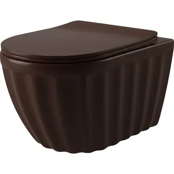 Závěsná WC mísa + umyvadlo na desku REA DUO, hnědá mat