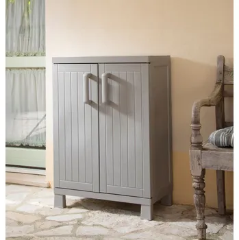 Plastová zahradní skříň na nářadí, malá Šířka 66,5 x hloubka 38 cm x výška 94 cm.