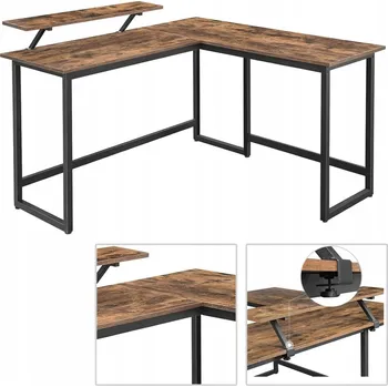 Psací stůl Rohový psací stůl ve tvaru písmene 130 x 140 x 91,5 rustikální hnědý loft