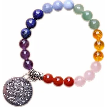 Drahý kámen Čakrový náramek se Stromem života a růženínem obvod cca 16 až 22 cm