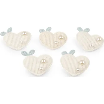 Aplikace / nášivka jahoda, srdce, střední, 3 krémová světlá srdce