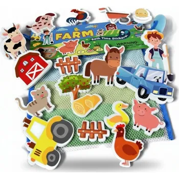 Hračka pro nejmenší HRAČKY DO VANY PĚNOVÉ SAMOLEPKY FIGURKI ZWIERZĘTA FARMA ZABAWKI FARMA