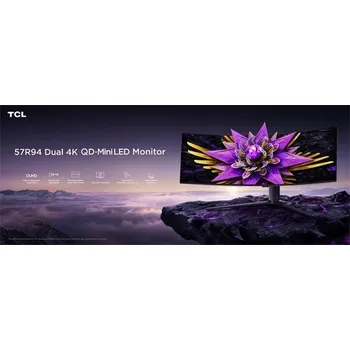 Monitor TCL 57R94 57" HVA 7680x2160/1ms/1200nits/3000:1/120Hz/2xHDMI/DP/USB-A/USB-B/USB-C/VESA/High Adjustable/Tilt/Swivel/Repro/PIP