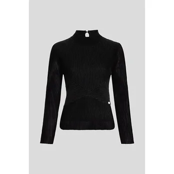 Dámský svetr SVETR KARL LAGERFELD ELEGANT FLOCK MOCK NECK BLACK
