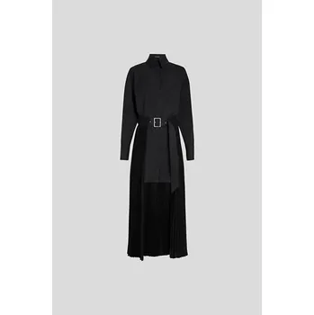 Dámské šaty ŠATY KARL LAGERFELD PLEATED FASHION SHIRT DRESS BLACK