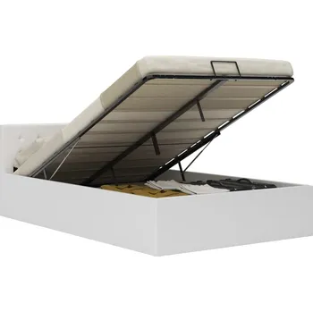Nábytek vidaXL Marketos Rám postele s úložným prostorem bílý umělá kůže 140 x 200 cm