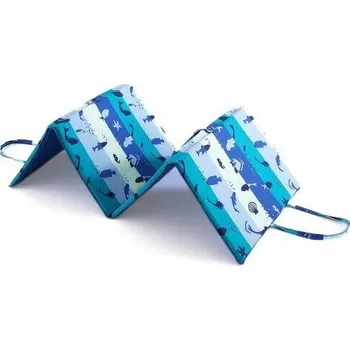 Zahradní lehátko B.E.S. Petrovice Plážové lehátko, modro-tyrkysové pruhy s rybkami, modrá