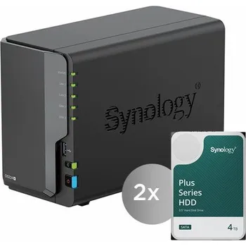 Ukládání dat Synology DiskStation DS224+, 2-bay NAS, včetně 2ks HDD 4TB (HAT3300-4T), CPU J4125, RAM 2GB, 2x GLAN