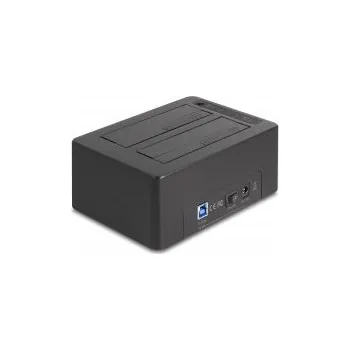 Delock Duální USB dokovací stanice pro 2 x HDD / SSD SATA s funkcí klonování a čtečkou karet + přídavný port USB