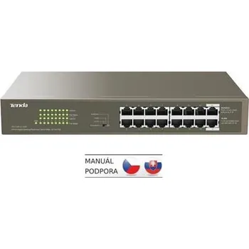 Počítač Tenda TEG1116P-16-150W PoE AT Gigabit switch 16x 1Gb/s s PoE 802.3af/at, PoE 135W,Rackmount, Fanless
