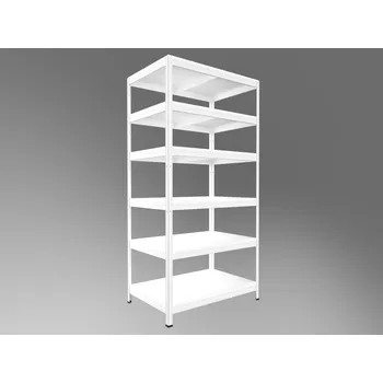regál Kovový regál do domácnosti Biedrax 35 x 90 x 210 cm, bílý - 6 polic bílé lamino 12mm