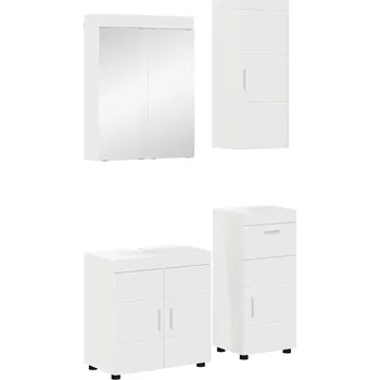 Koupelnový nábytek Sada koupelnového nábytku s policí TULUM Bílá kompozitní dřevo