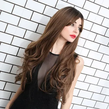 Paruka Dlouhá čokoládově hnědá paruka Barbara s tmavými kořínky