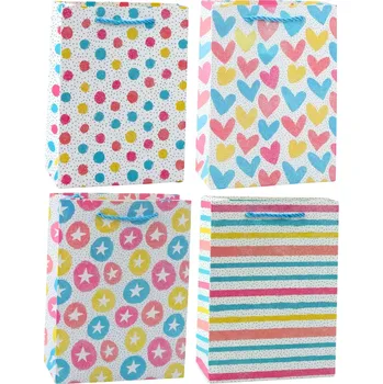 Dárková taška Barevná dárková taška srdce, hvězdičky, puntíky, pruhy