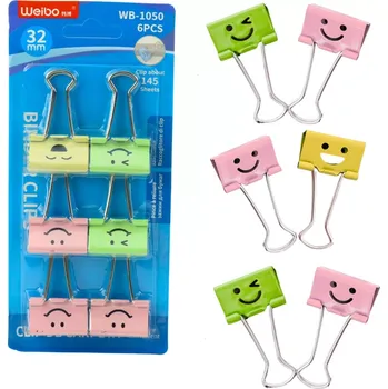 Sada barevných kancelářských sponek s obličeji 32 mm