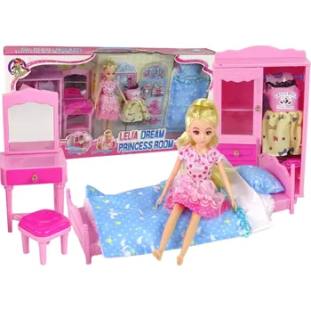 Panenka LEANToys Panenka Lelia včetně ložnice a příslušenství