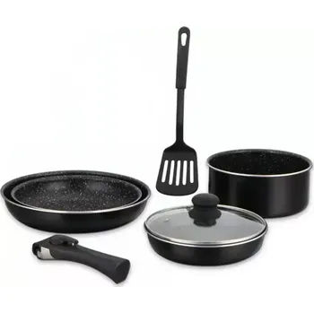 Sada nádobí Herzberg 7 dílná sada nádobí potaženého mramorem