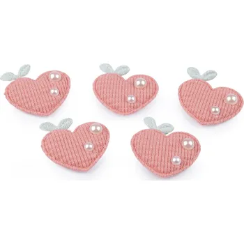 Nášivka Aplikace / nášivka jahoda, srdce, střední, 2 pudrová srdce