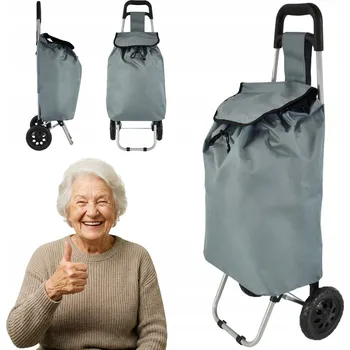 Nákupní vozík s taškou na kolečkách a rámem, 33L, šedý