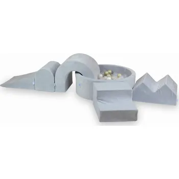 Dětské hřiště Pěnové dětské hřiště s kulatým bazénkem 90x30 Velvet Soft Světle šedé + 5 dílů