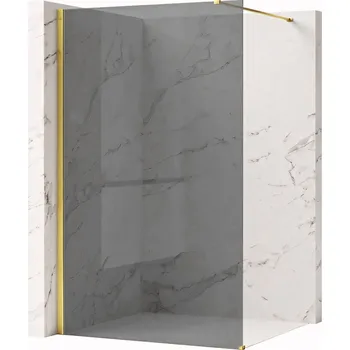 Bezrámová sprchová zástěna REA FLEXI GOLD 130 cm, zlatá lesk/šedá kouřová - bez vaničky