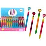 Kuličkové pero s diamantovým srdcem, modrý inkoust 0,7 mm – mix barev