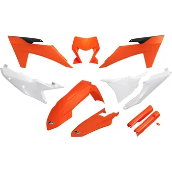 UFO sada plastů a kryty tlumičů KTM EXC 150/250/300 TBI 24-25, EXC-F 250/350 /450/500 24-25 (oranžová/bílá)