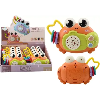 LEAN Toys Chrastítko s krabím fotoaparátem Oranžová barva