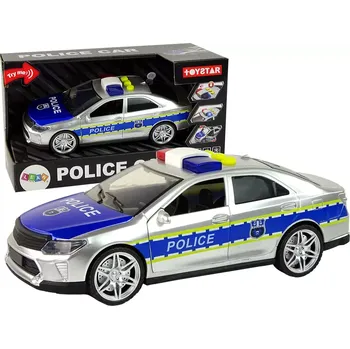 autíčko LEAN Toys Policejní auto Třecí pohon zní světle stříbrně 1:14