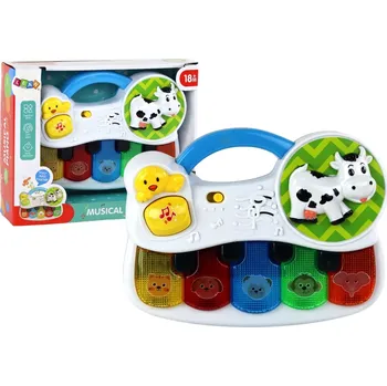 Hudební nástroj pro děti dětské hudební pianinko se zvířátky, světly a zvuky