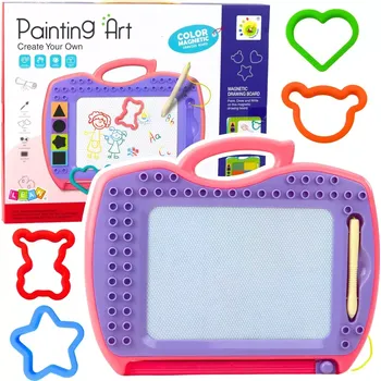 Magnetická kreslící tabulka Magnetická kreslicí tabulka s razítky Růžová